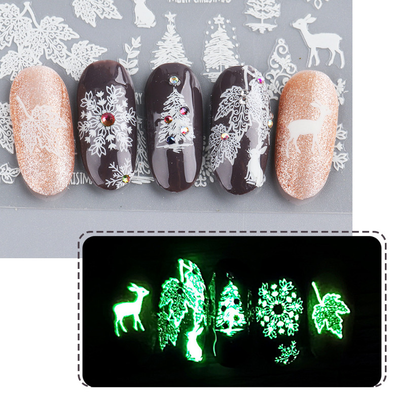 3D Nail Art Sticker Holographic Butterfly Christmas Snowflake Mermaid Tail NS38