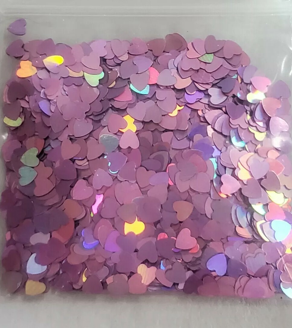 Rainbow Holographic Reflecting Lavender Hearts Glitter for Nails Festivals Craft