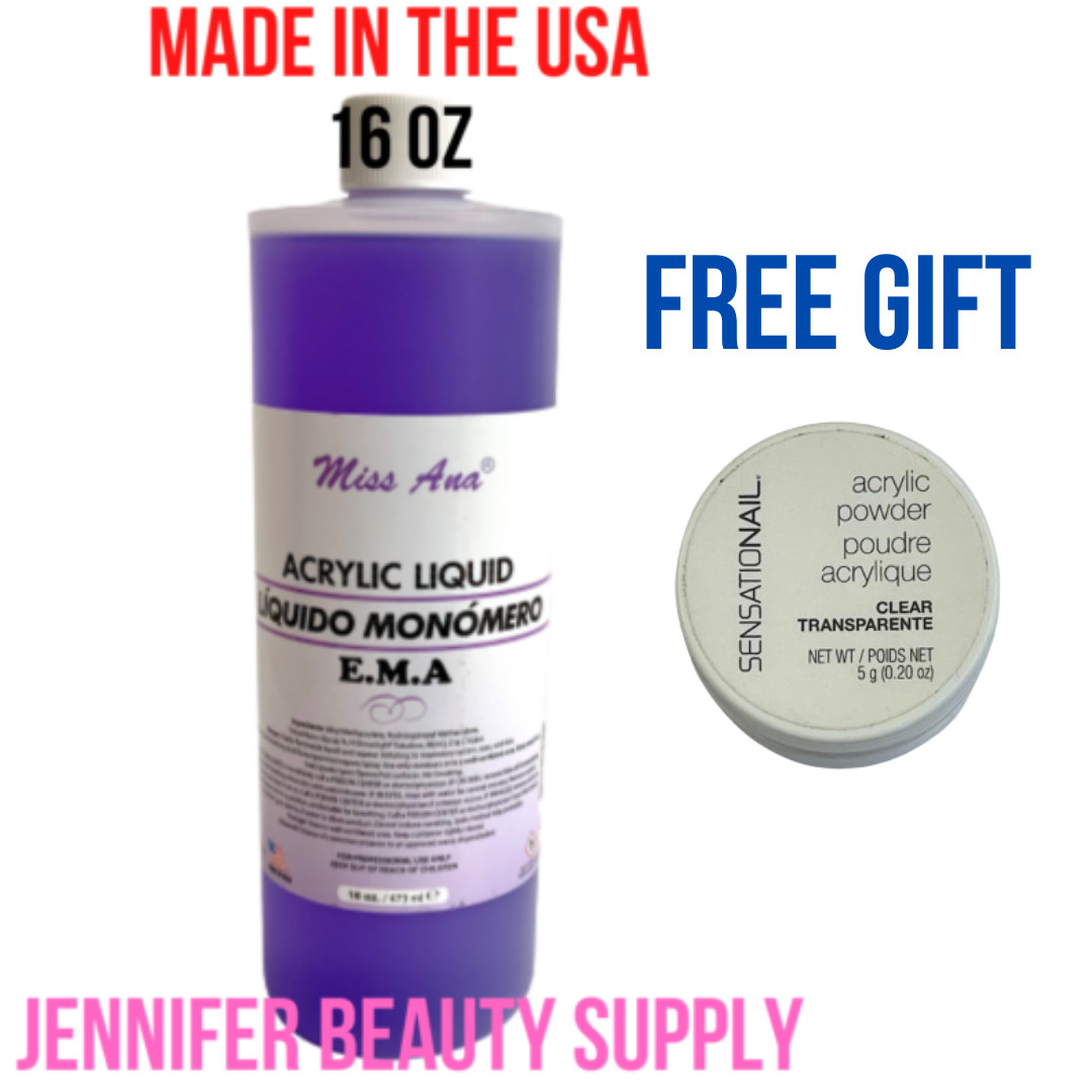MISS ANA ACRYLIC LIQUID MONOMER & POWDER ACRYLIC NAIL SYSTEM 16 OZ EMA LIKE MIA