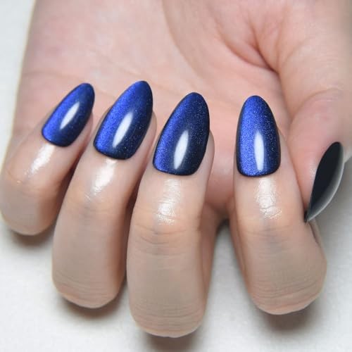 Dark Blue Press on Nails 30 Ounce (Pack of 1) – Short Almond-09 Royal Blue