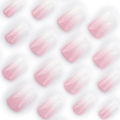 White Ombre Fake Nails Square 1 Fl Oz (Pack of 24) Style 13