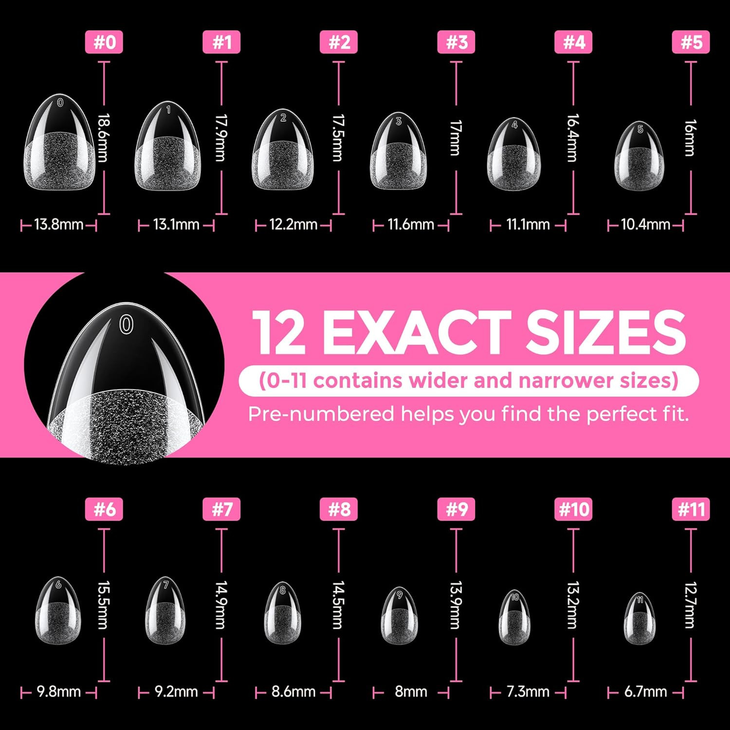 Extra Short Almond Nail Tips Full Cover 216PCS Gel Nail Tips Short Almond Shaped