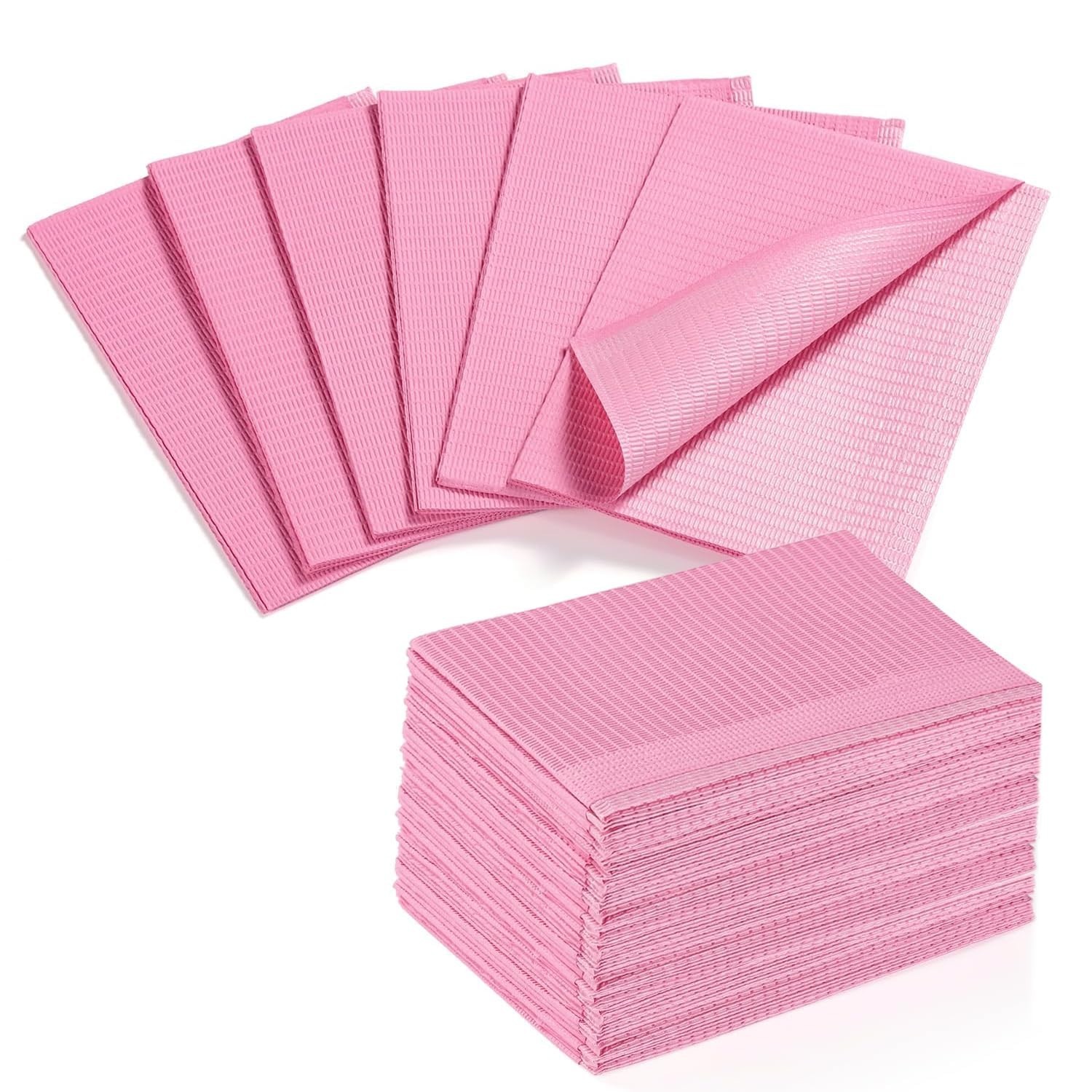 50-Pcs Disposable Pink Nail Mats – 3-Layer Absorbent Desk Protection for Salons