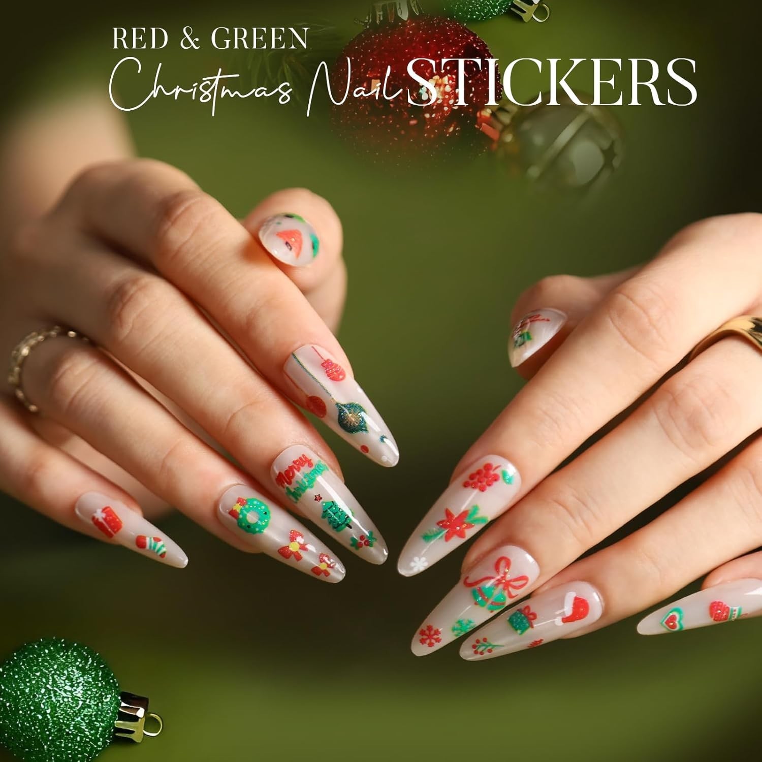 Festive 50 Sheets Christmas Nail Stickers – Includes Snowflakes & More Designs