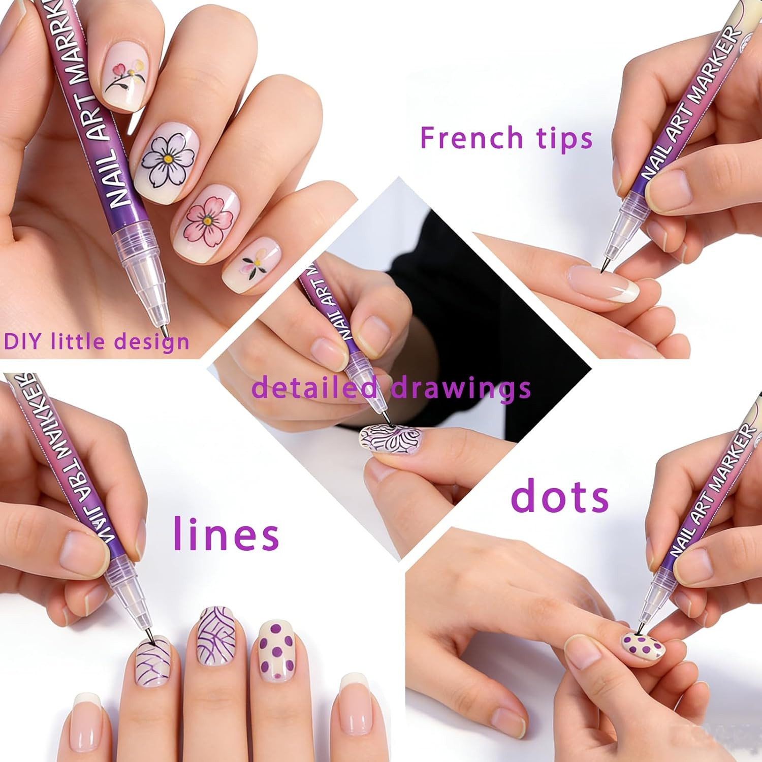 12 Colors Nail Art Pens Set for Painting Nail,Nail Art Markers for Kids Girls Wo