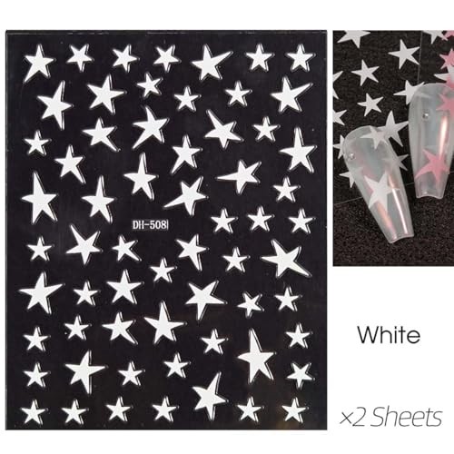 14 Sheets Y2k Star Nail Art Stickers – 7 Colors – Self-Adhesive Nail Style-3