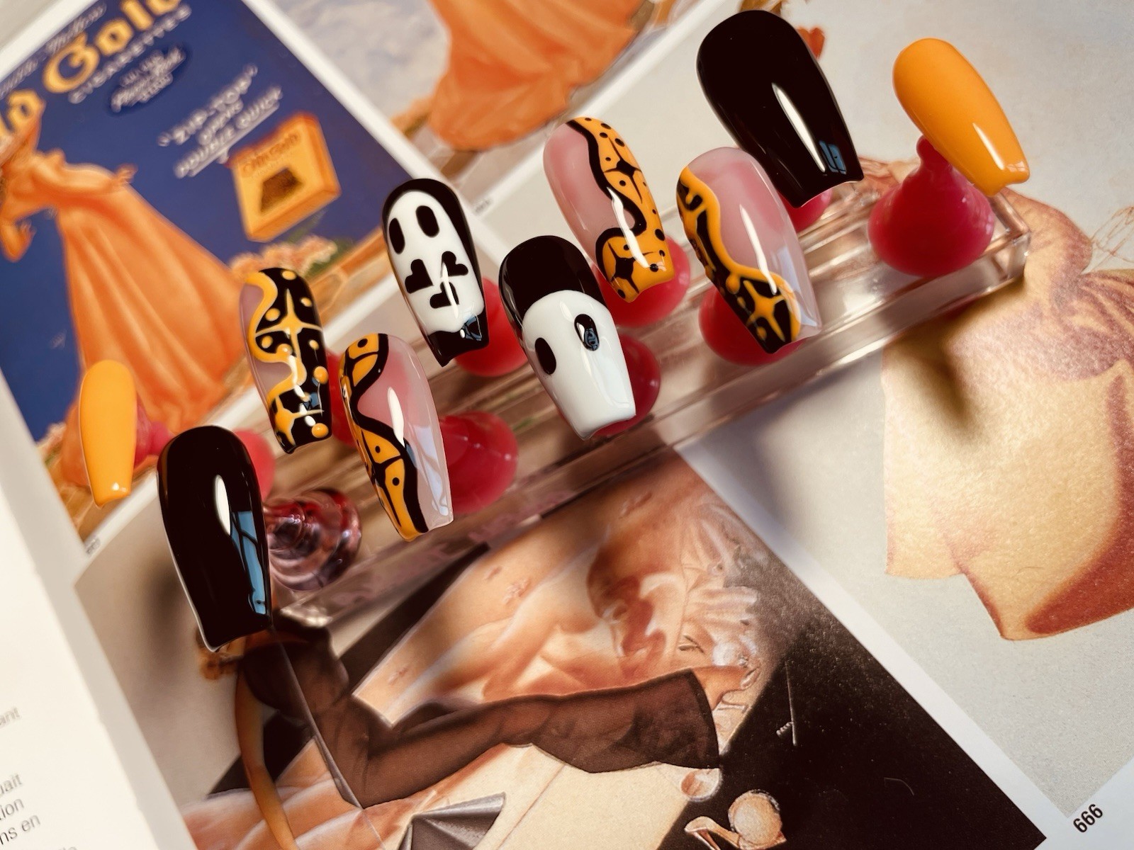Halloween Press-On Nails Long Coffin Custom Set sz SM