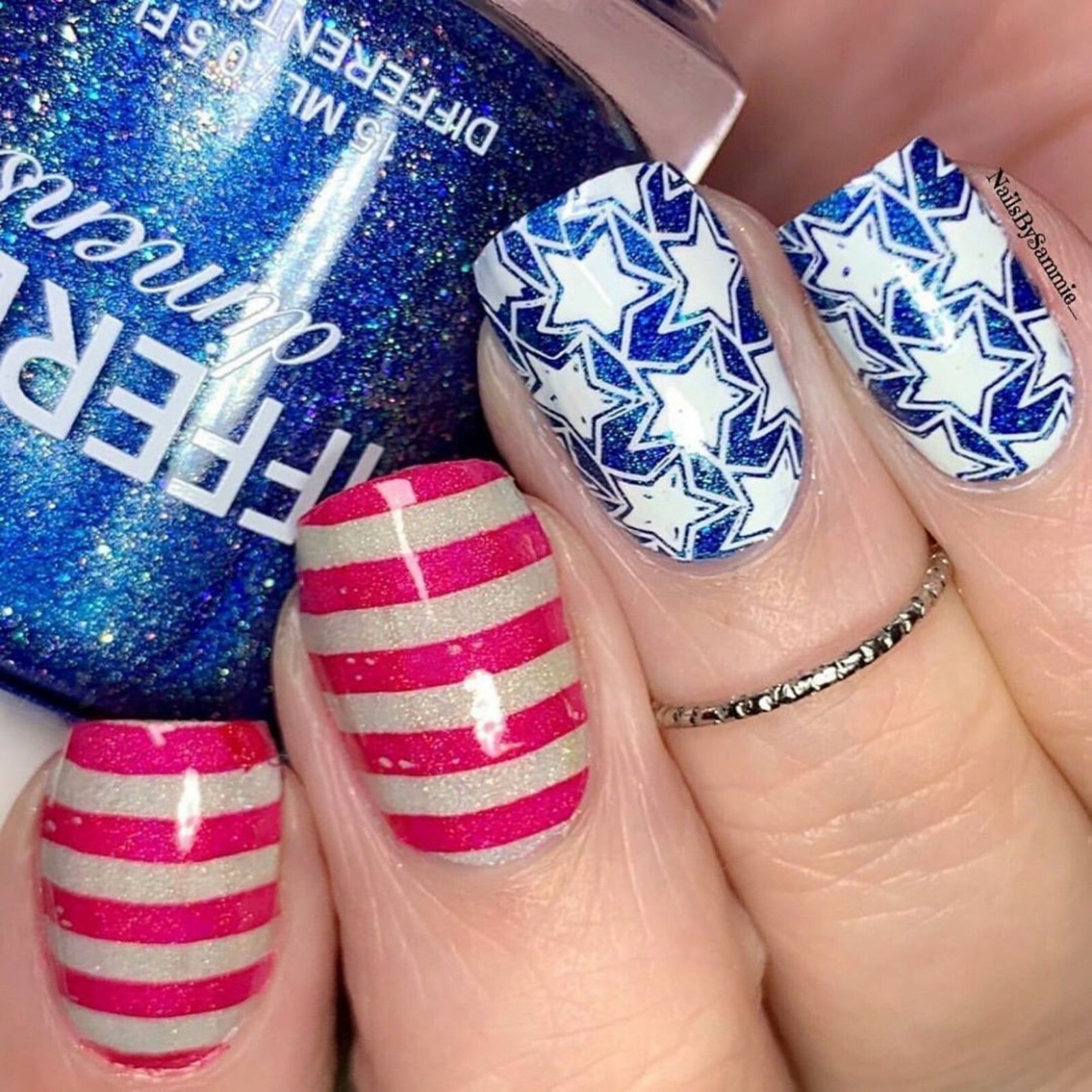 B043 Stars and Stripes Stamping Plate For Stamped Nail Art Design