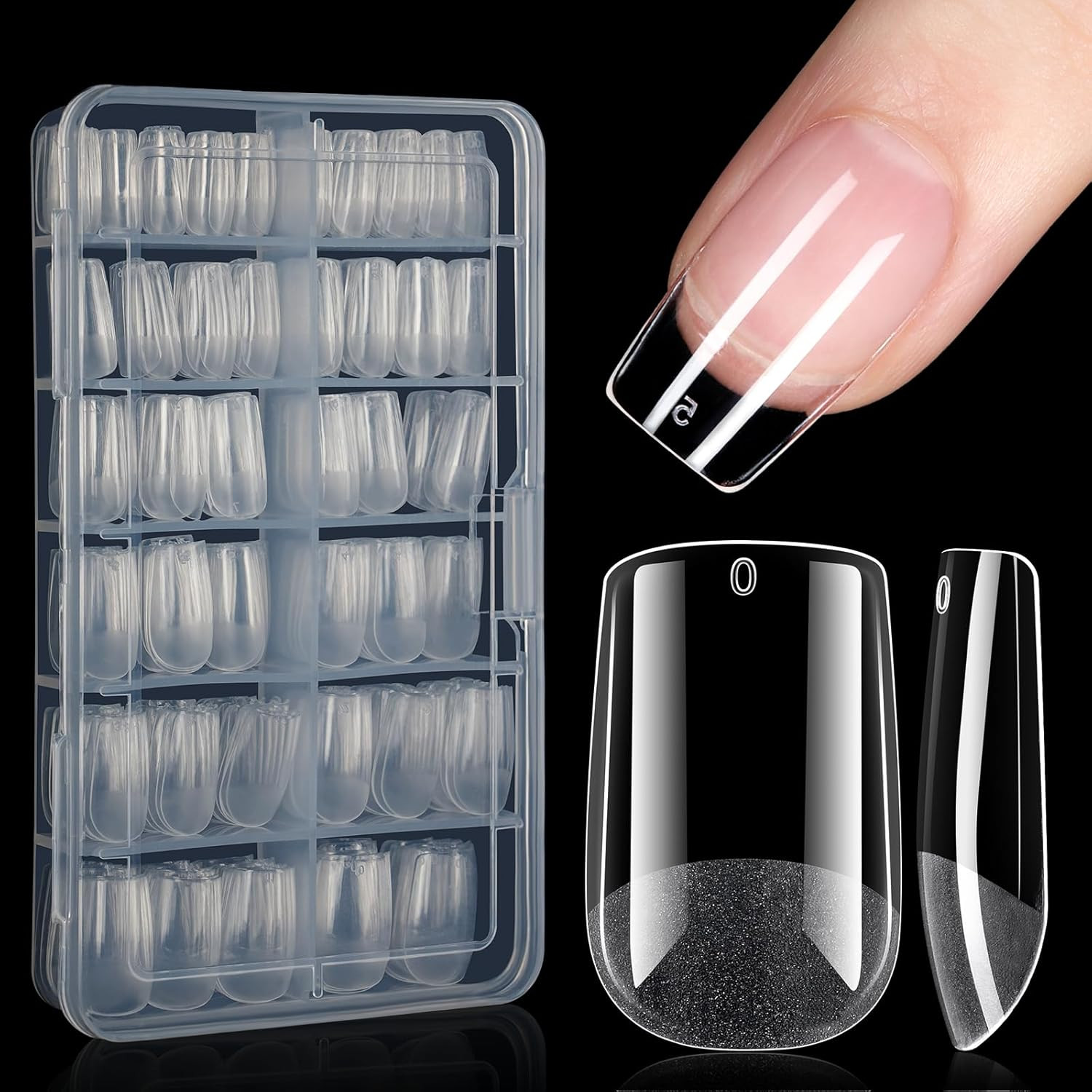 Short Square Nail Tips Full Cover Clear Gelly Tips Half Matte Acrylic Tips Pre-F