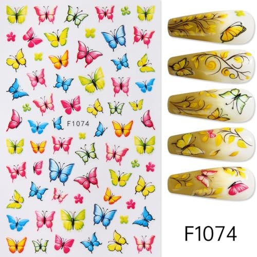 Spring Summer Flower Nails Stickers Decals Bee Butterfly Nails Art Bee Flower