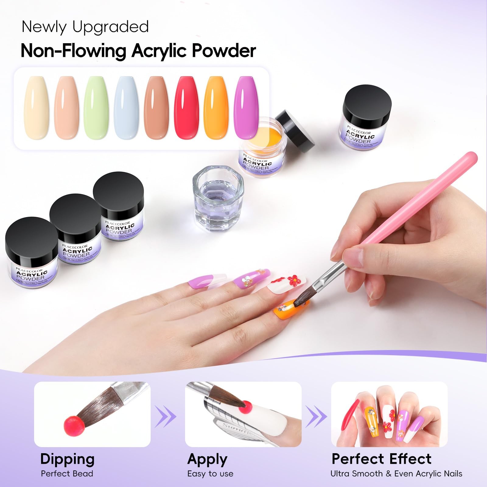 Acrylic Nail Kit 11 Colors Powder 3 Gel Polish Drill UV Light Nail Art Set Home
