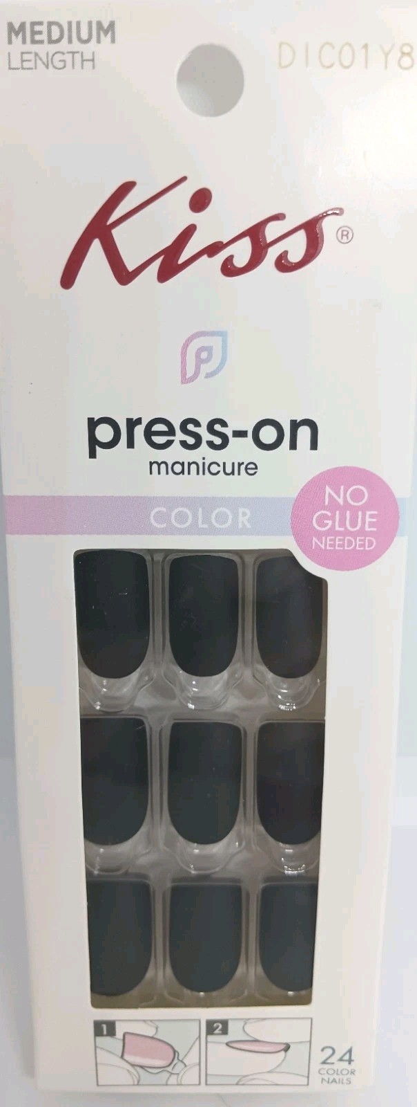 KISS imPRESS No Glue Nails Peel press new 1-24 medium length white noise