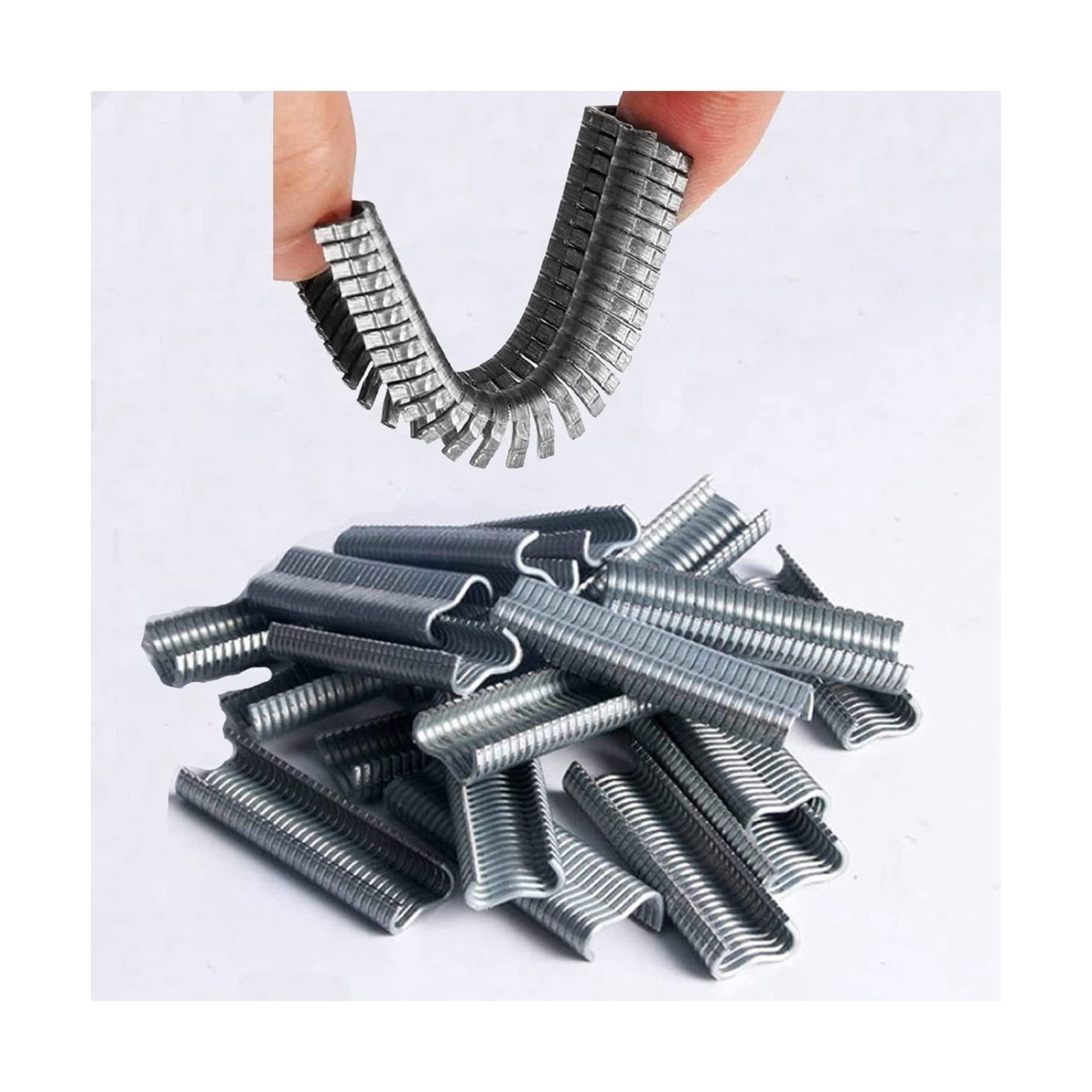 600 PCS Type M Nail Ring Pliers, Galvanized Steel, Hog Ring Staples Silver