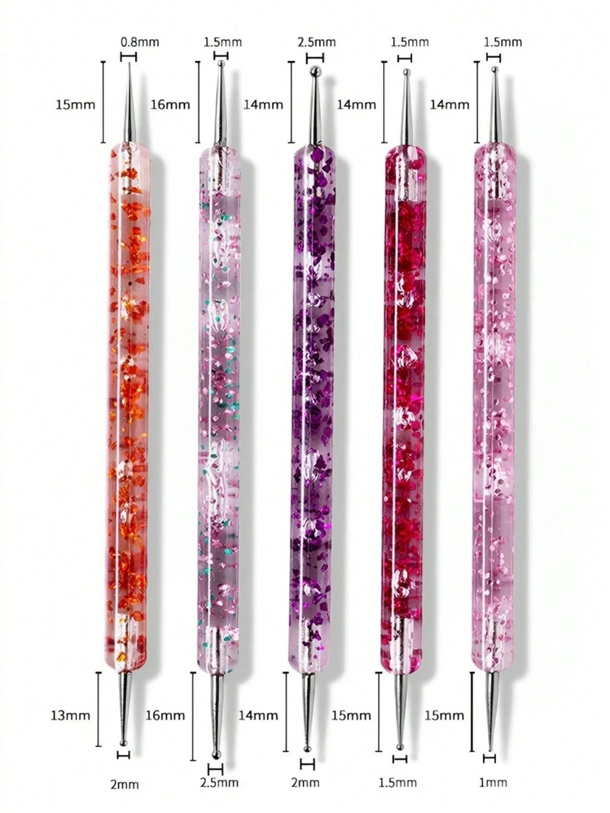 10 Pcs Nail Art Brushes Nail Dotting Tool Nail Art Tools 2 in1 Nail Art Tool Set