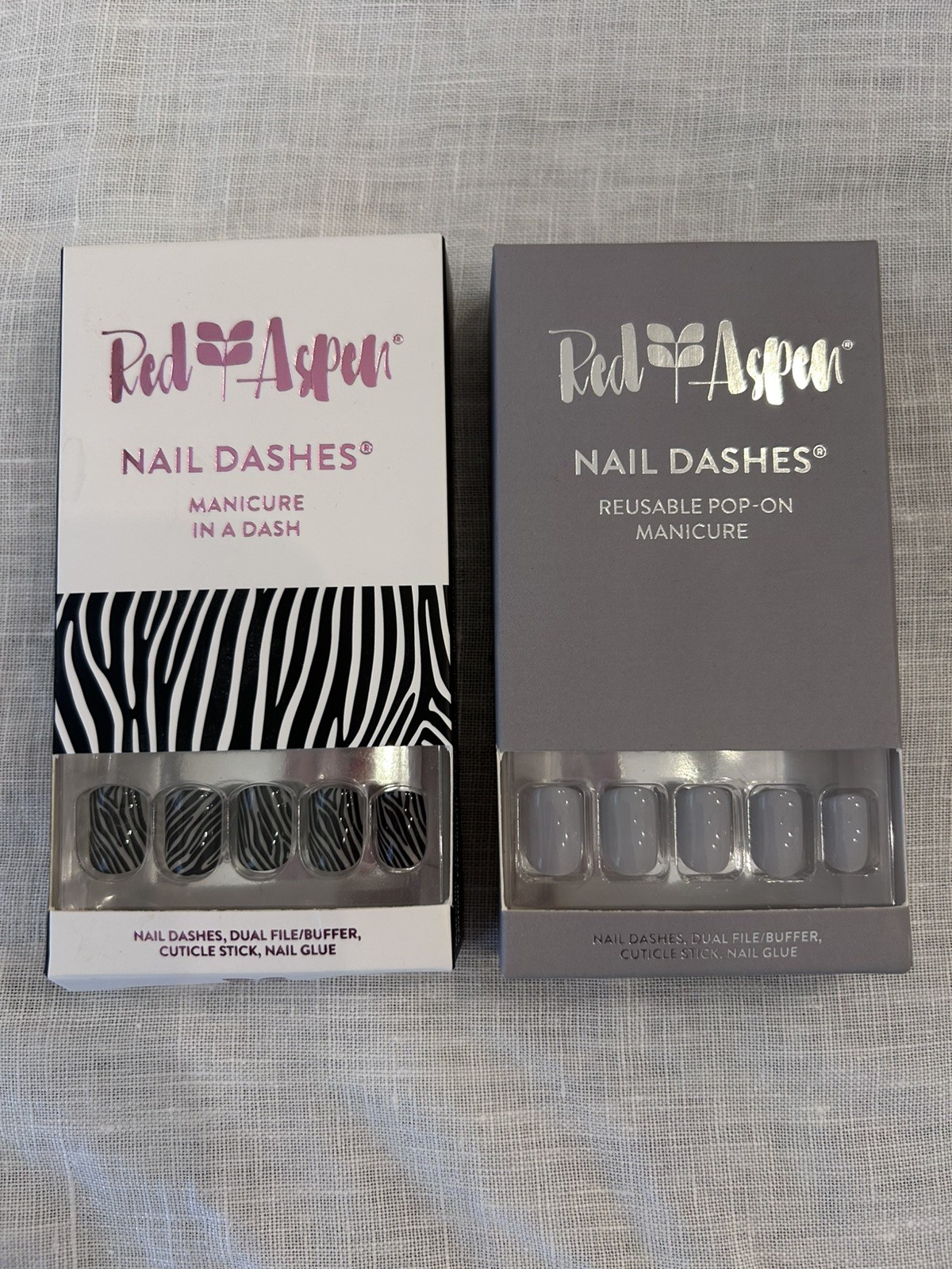 2 sets! NEW Red Aspen Nail Dashes Steel Gray Shay and Stripes on Stripes Zena