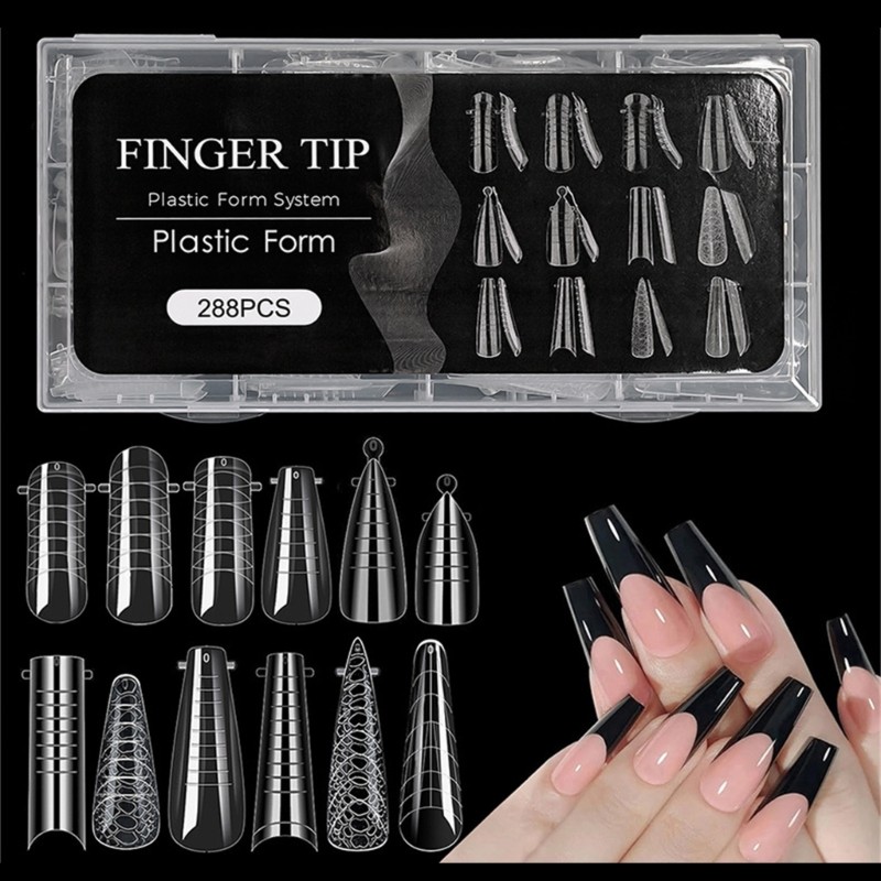 Duals Nail Forms Set Clear Gels Nail Extension Mold Full Cover Fake Nail Tips