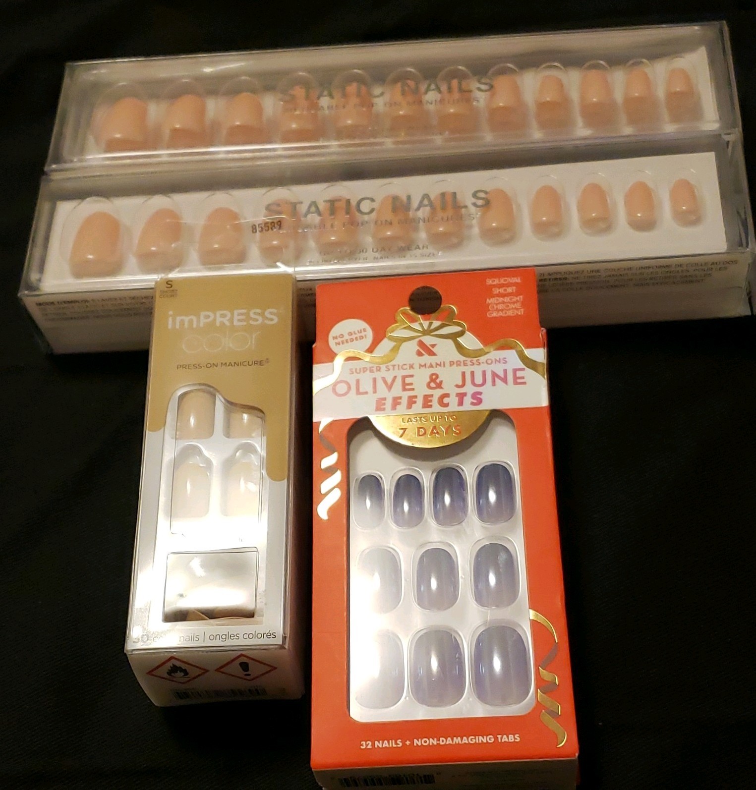 Static Nails French Nude Beige Oval Short Press-On Nails Acrylic Full Cover