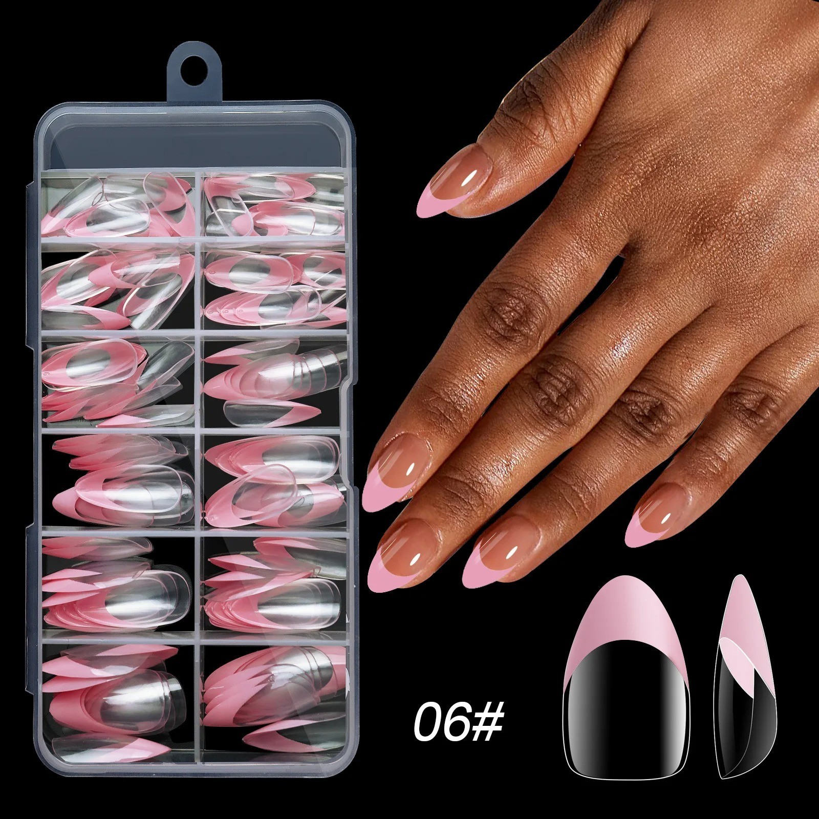 120PCS French Acrylic False Nails Medium Square Full Cover Press On Tips USA