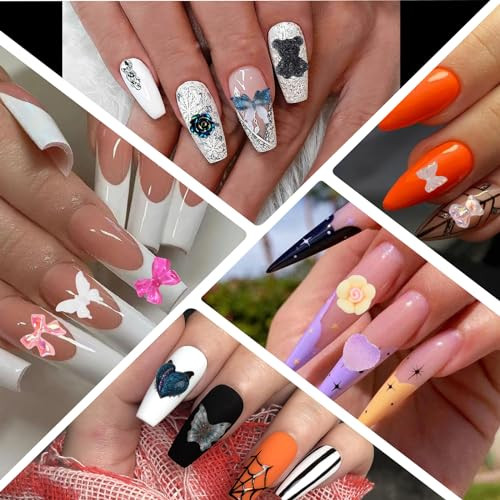 3D Nail Charms Set 9 Colors Flower Butterfly Bow Rabbit Nail Gems Mixed Color 1