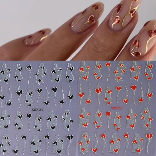 Valentine’s Day Nail Art Stickers 3D Bronzing Red valentines design style5