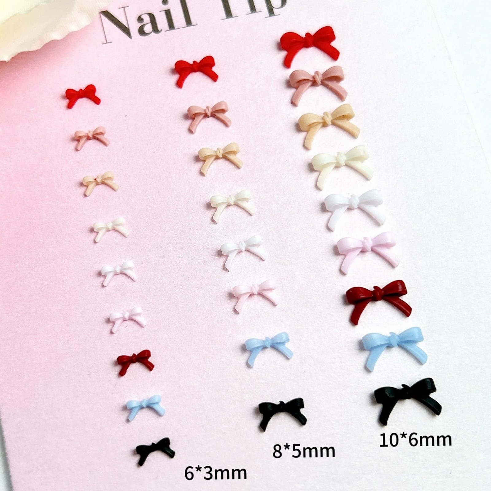 300PCS Bow Nail Charms Colorful 3D Bowknot Charms