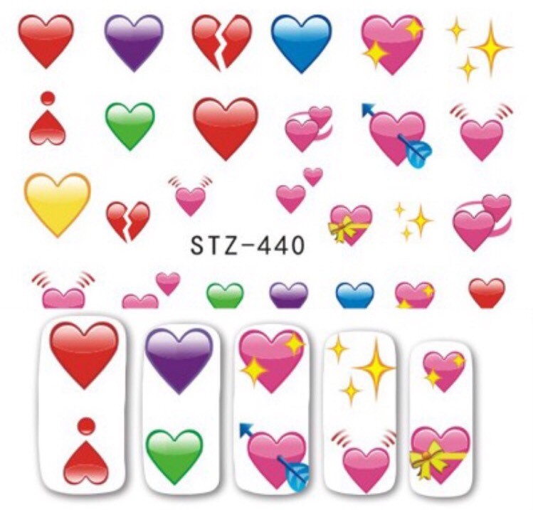 EMOJI NAIL STICKERS Heart Art Decoration nails Hearts Star Beautiful STZ-440
