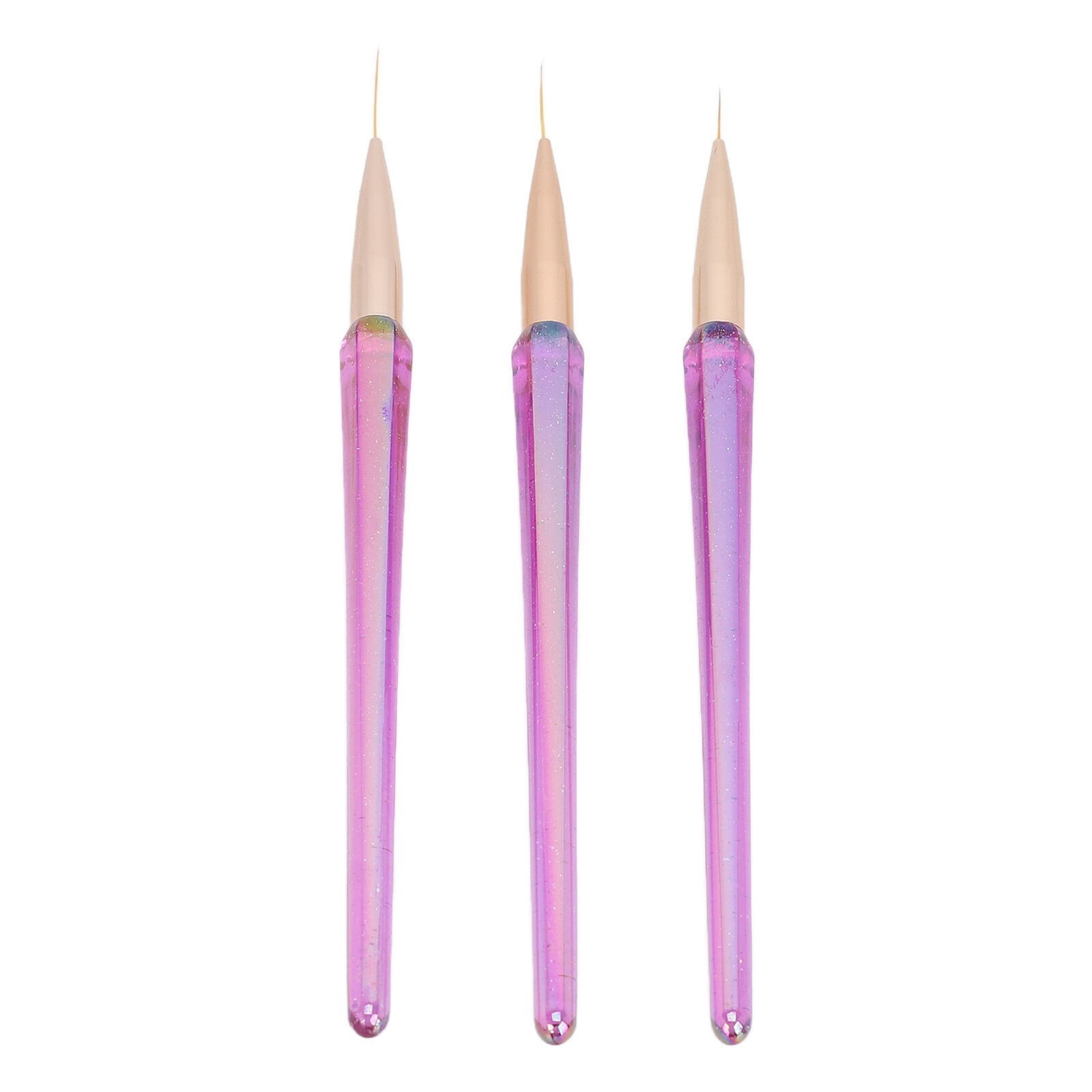 3pcs Nail Liner Brushes Set 12/16/21mm Super Fine Nail Art Striping Brushes