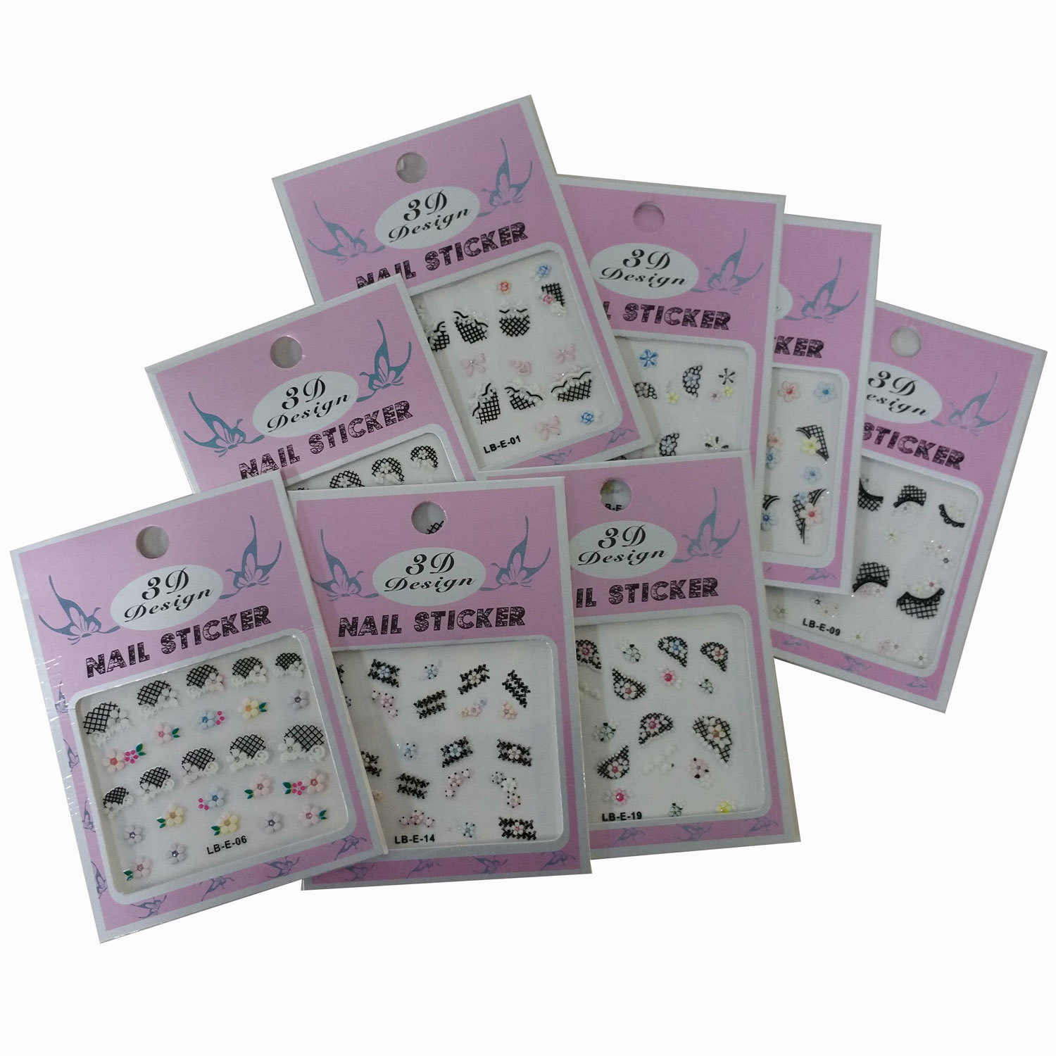 12 Sheets 3D Nail Art Stickers Decals Art Tips Decoration Premium Quality DIY
