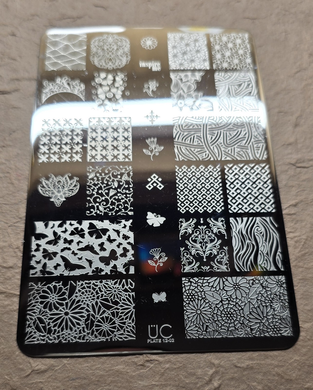 UBER CHIC UC 12-02 Nail Stamp Plate UberChic Floral Geometric Butterfly Swirl