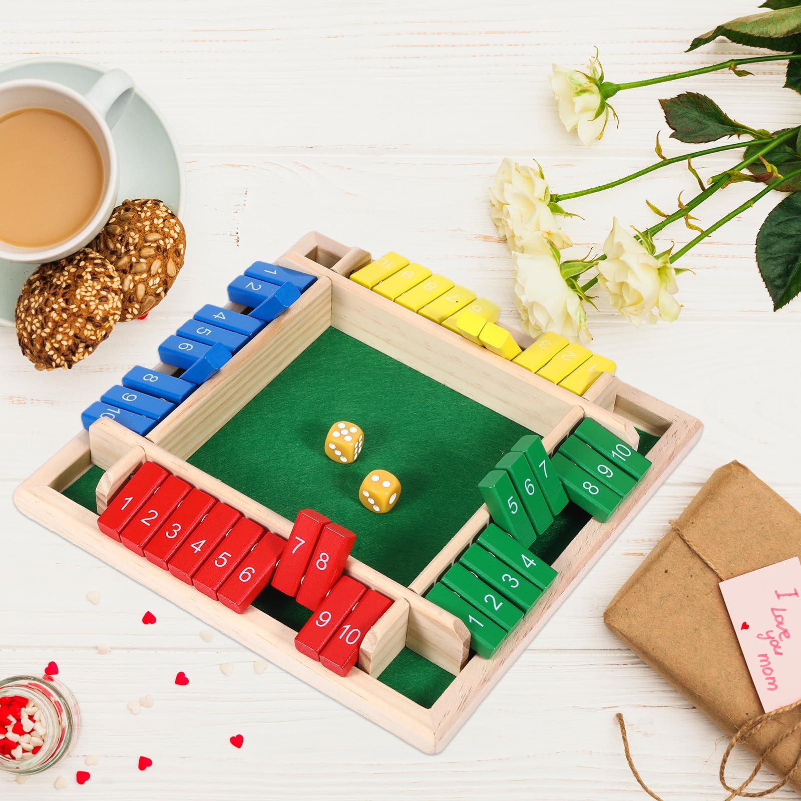 4 Color Shut The Box Game 4 Player,Shut Board Game,Math Table…