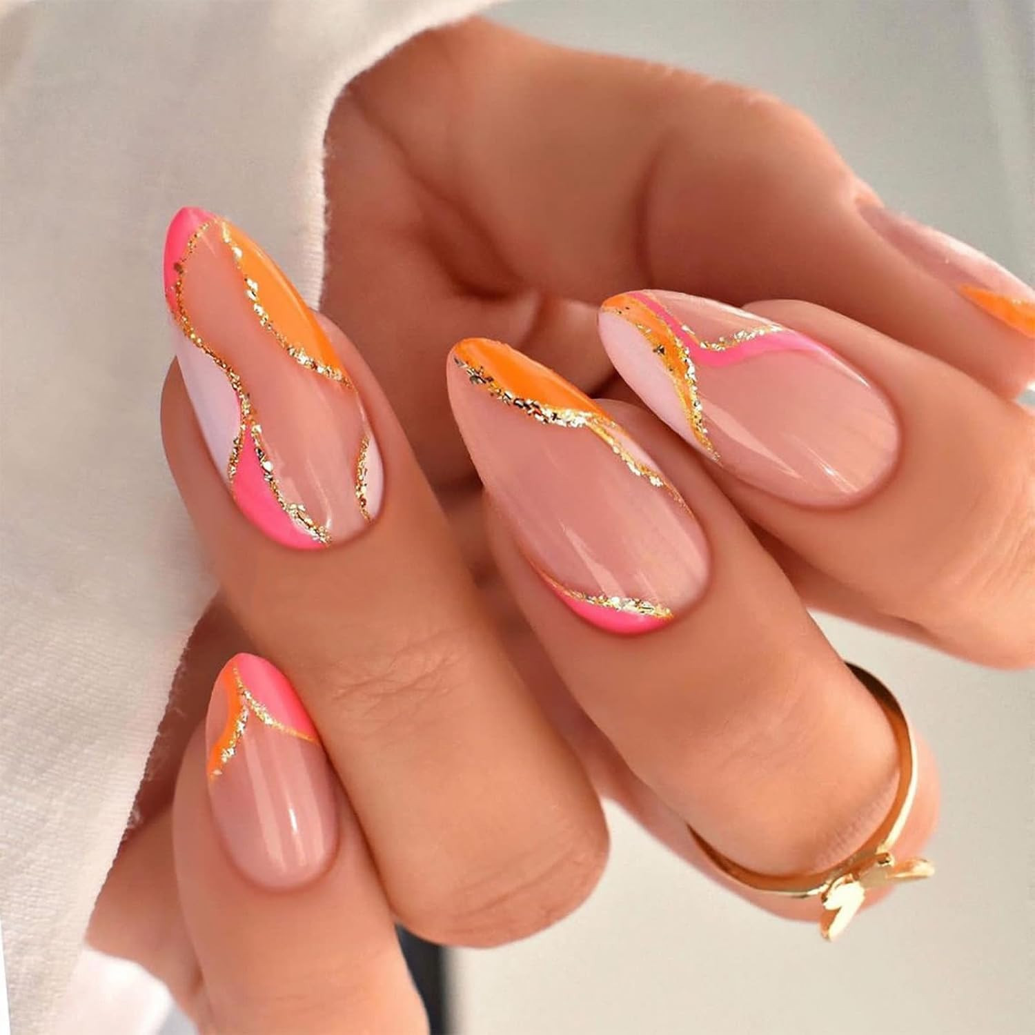 Black Press on Nails Medium Almond Fake Nails Matte False Nails Press Ons with D