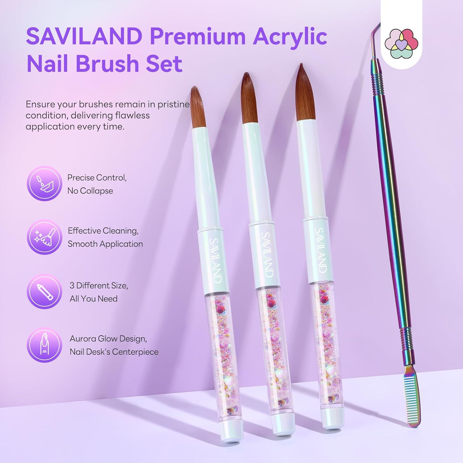 Kolinsky Acrylic Nail Brush Set: Size 6/10/14 Professional Acrylic Brush with Cl