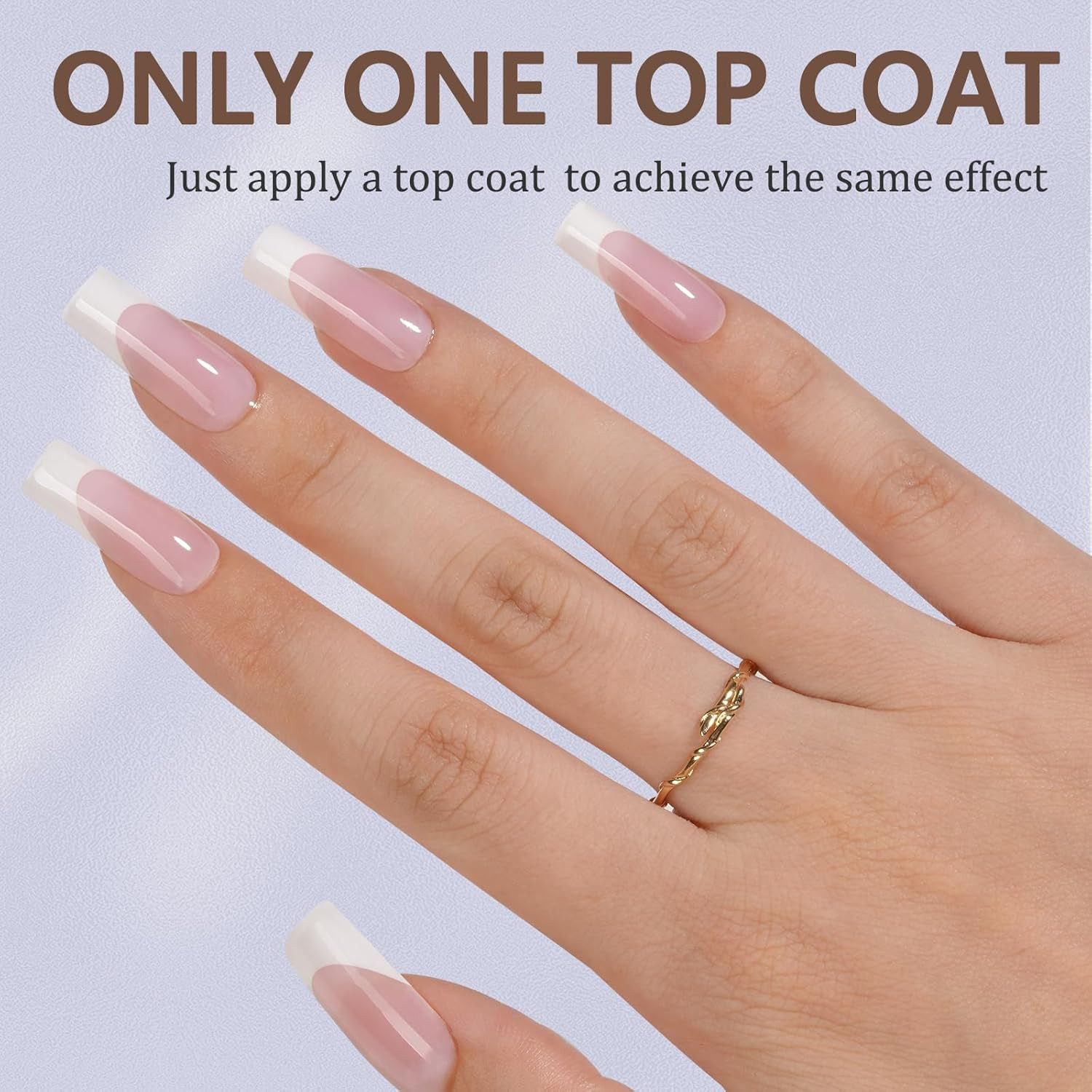 Misssix French Gel Nail Tips, 240Pcs French Tip Press on Nails Long Square Pink,