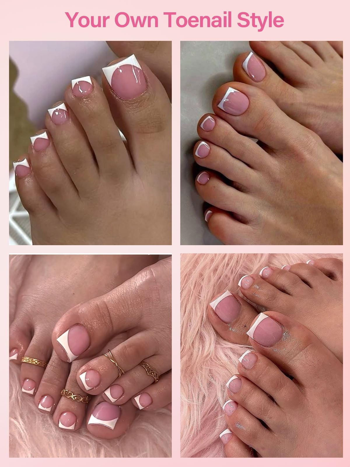 Press On Toenails French Tips, 150 Pieces Short Toe Nail Tips