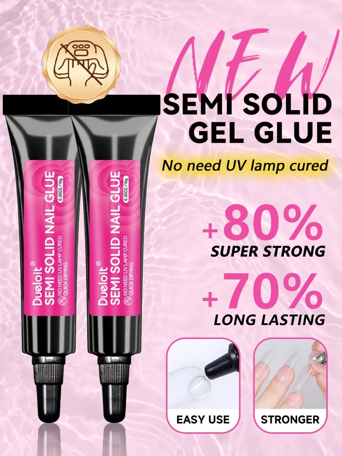 2PCS Newly Upgraded Quick Drying 10g Semi Solid Nail Glue For Press On Nails Tip