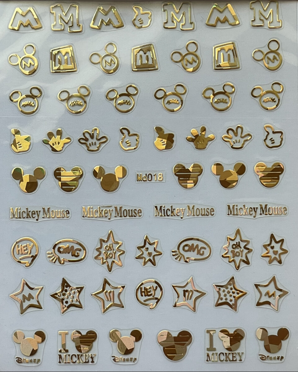 Mickey Mouse Nail Art Stickers Choose From Gold, Silver, Rose Gold, Multicolor