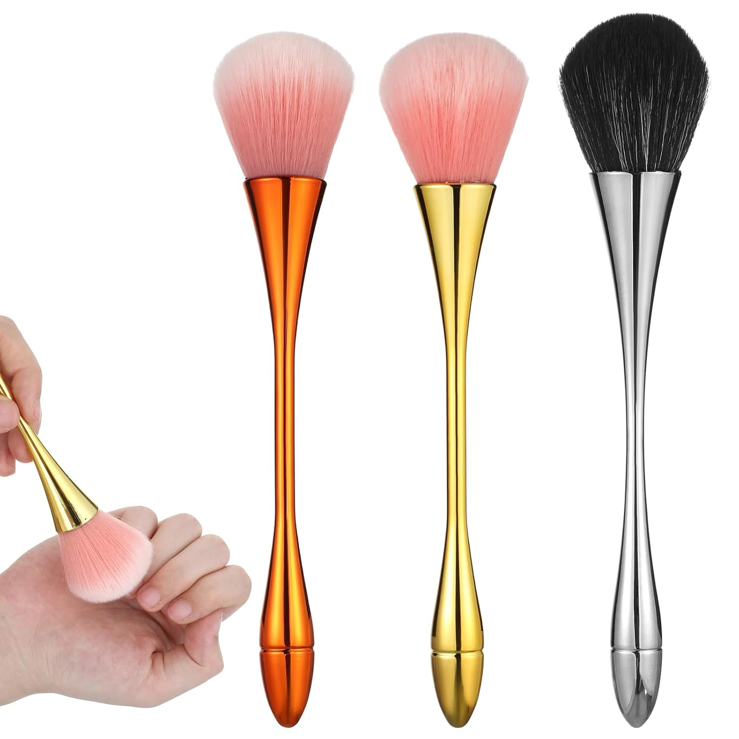 3 PCS Nail Dust Brush, Acrylic Dust Brush for Nails Soft Nylon Nail Art Brushes