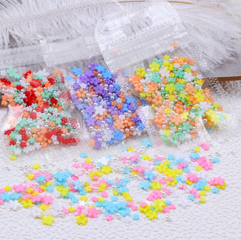 3D Acrylic Flower Nail Art Case Décor 3/6mm Pearl Ball Manicure Charms 250Pcs