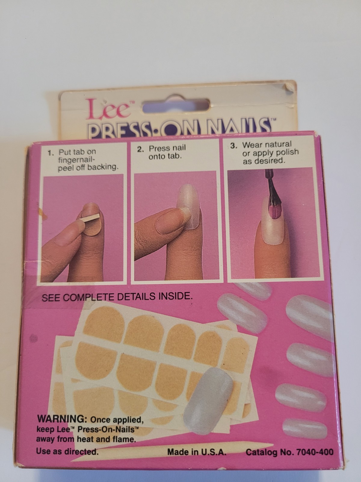Vintage Lee Press On Nails Natural Length 20 Count New Old Stock