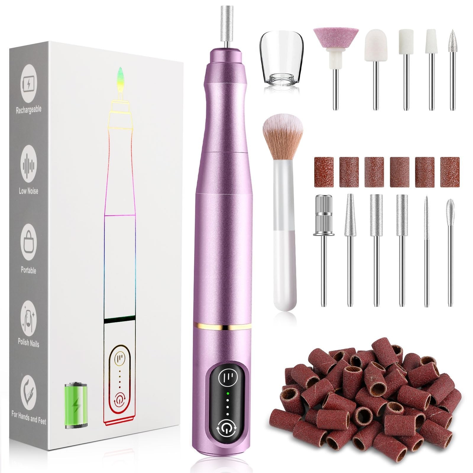 Cordless Nail Drill Electric Nail File Kit, Rechargeable Efile Set, Portable …