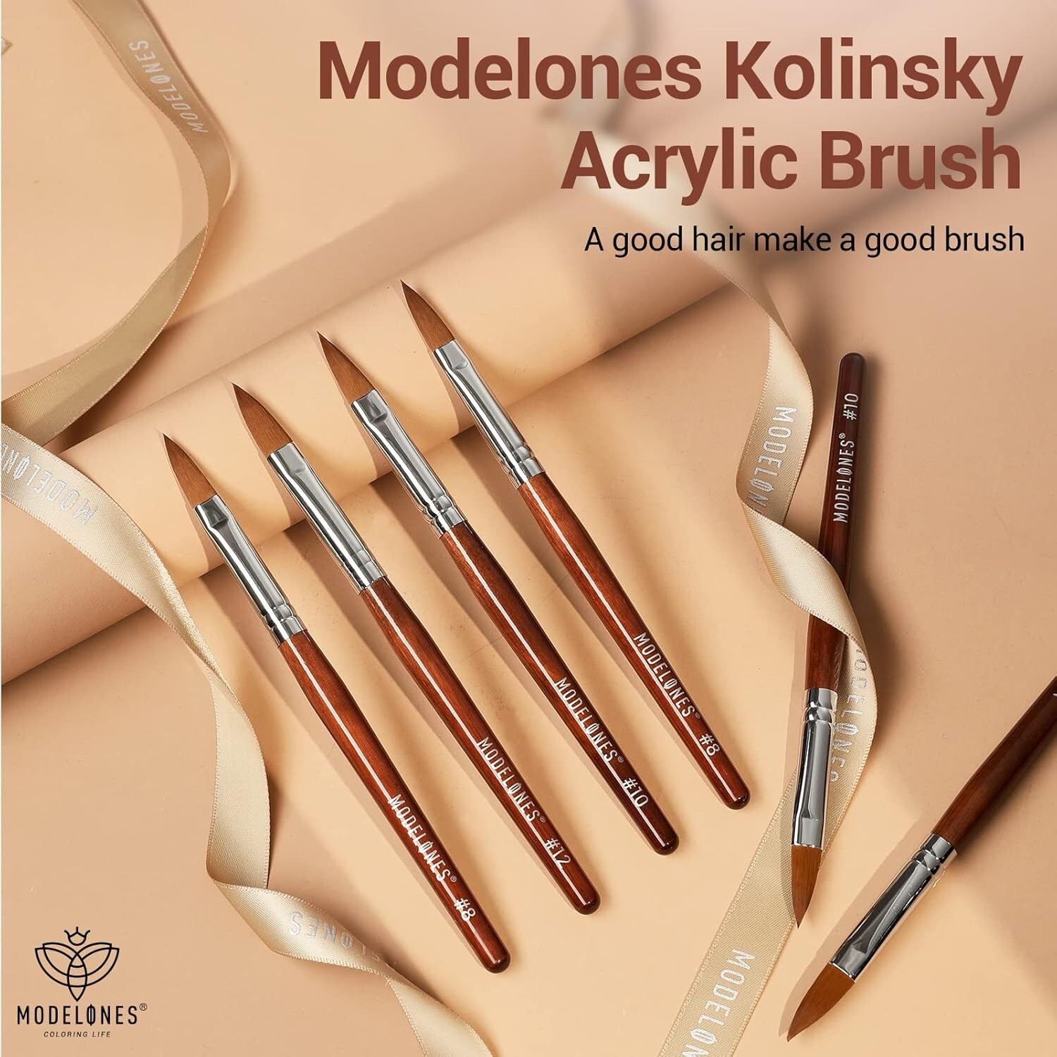 Acrylic Nail Brush 100% Pure Kolinsky Hair Bristles Oval Crimped Shaped, Size 8