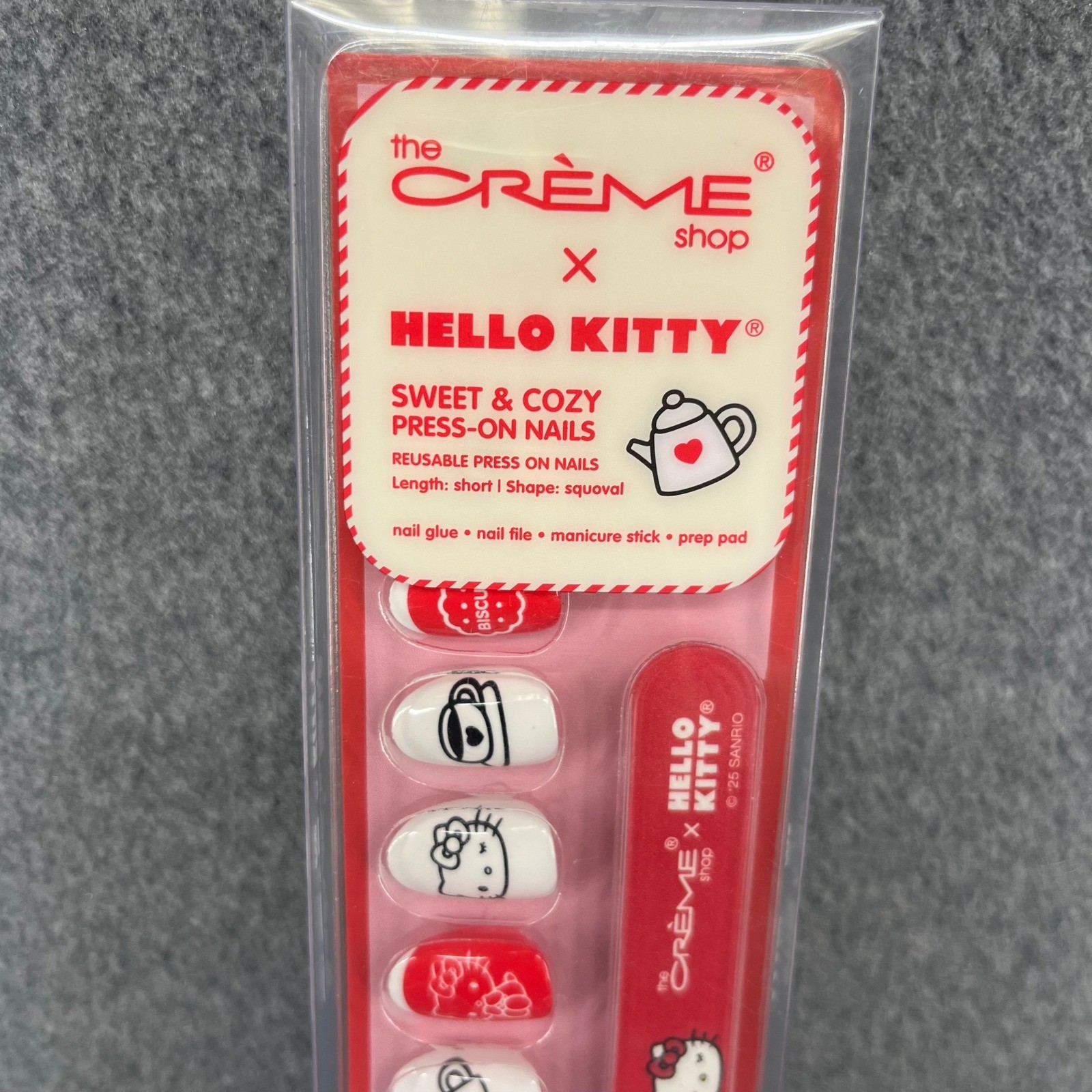 The Crème Shop Hello Kitty Press-On Nails Womens OS Red White Sweet Cozy 24ct