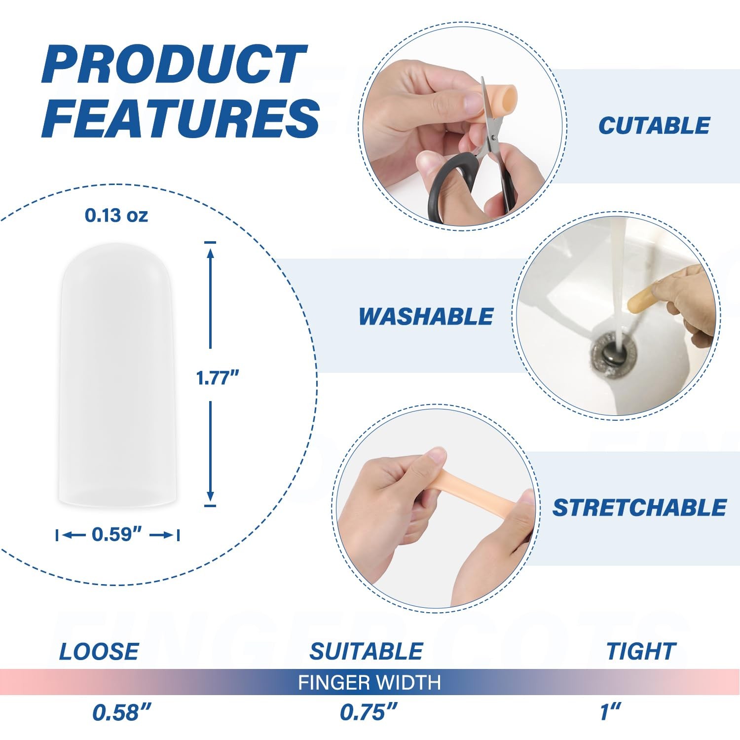 Gel Finger Cots Protectors, Silicone Fingers Covers Bandages Caps Sleeves for…