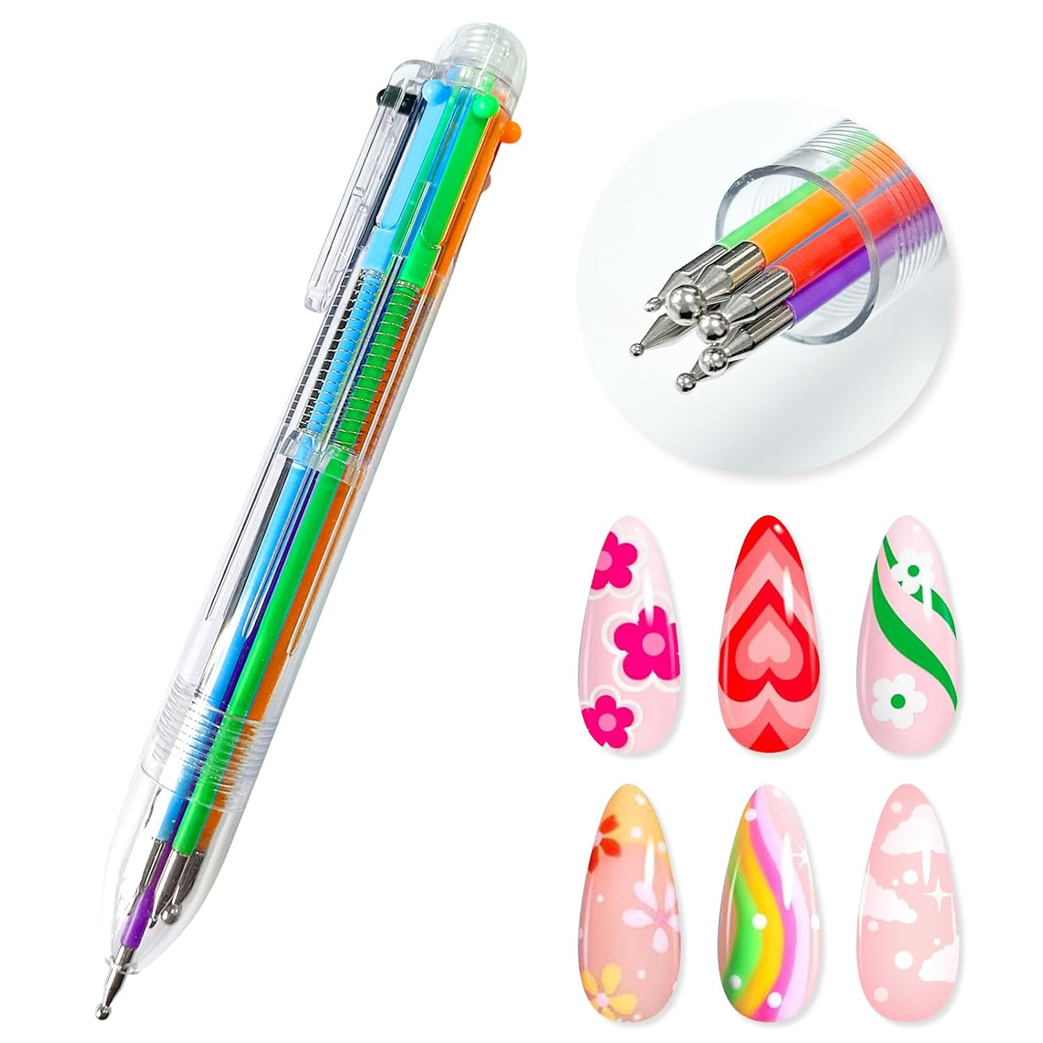 Nail Dotting Pen Nail Art 6 in 1 Dotting Tools in Ballpoint Pen Design Nail Art