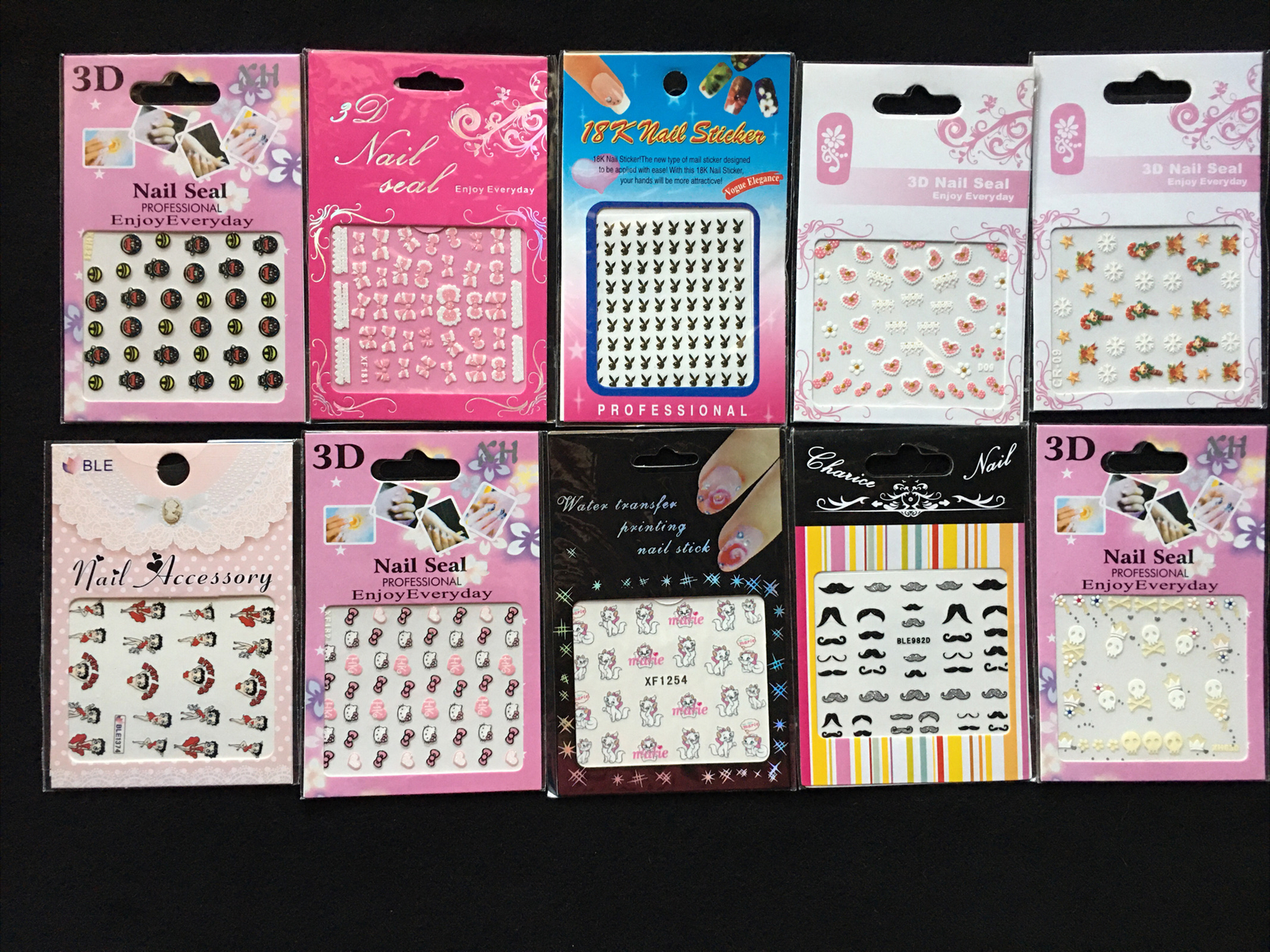 10 Sheets Hello Ketty & Cartoon Nail Sticker & Beauty Set In Plastic Box St-253