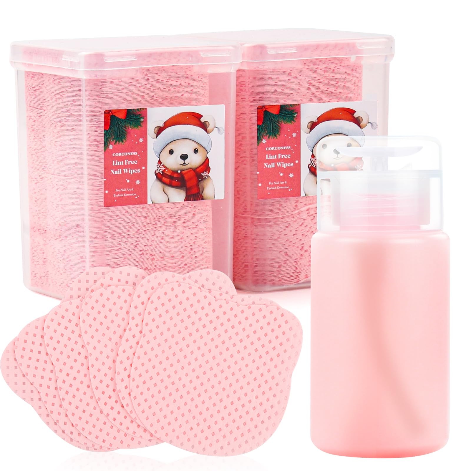 Corconess 400PCS Lint Free Nail Wipes With Dispenser – 1.97 in（Cute Wipes）