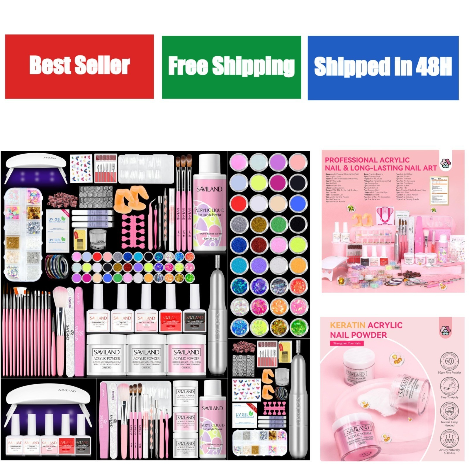 SAVILAND Acrylic Nail Kit with Drill – Professional Set for Beginners