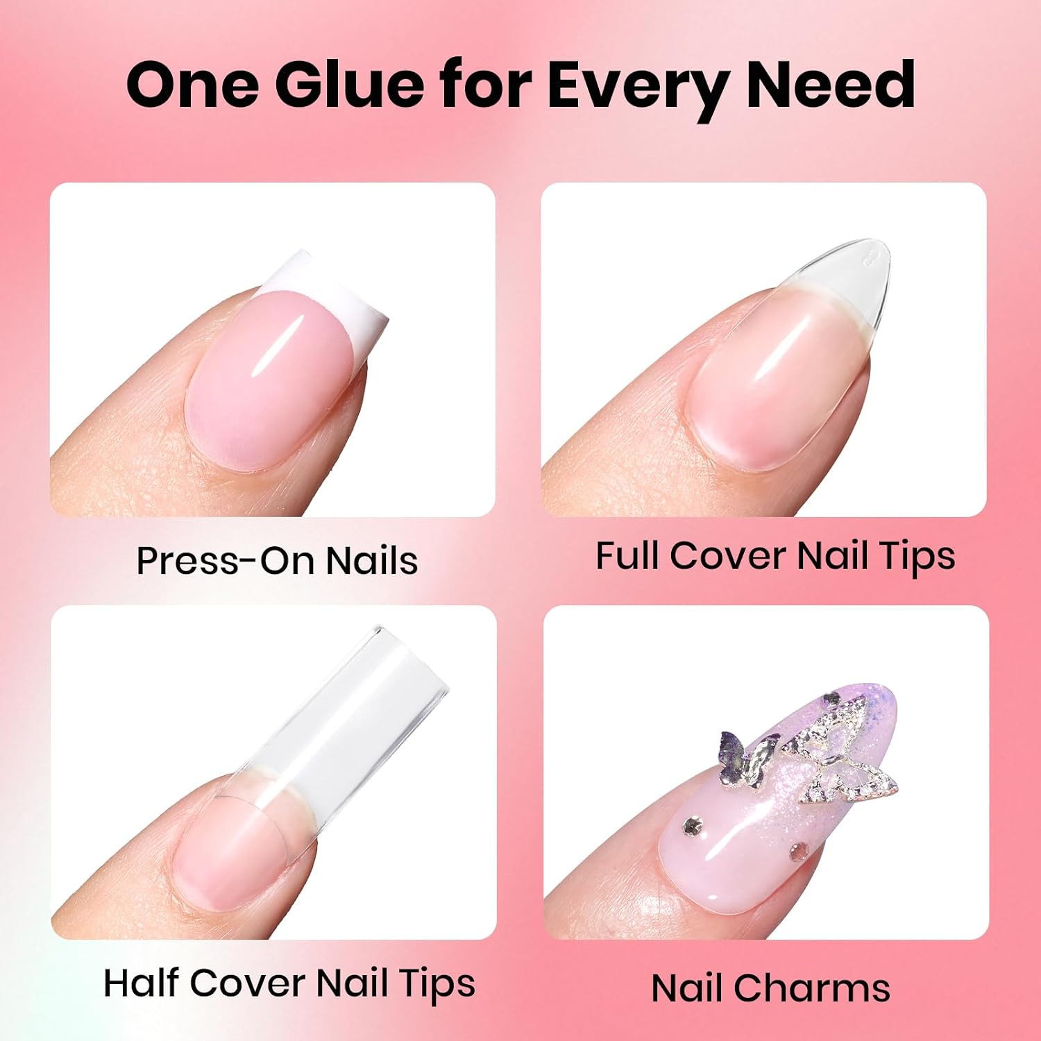 Beetles Press on Nail Glue Quick-Drying 10Ml Super Strong Nail Glue, Brush on Gl