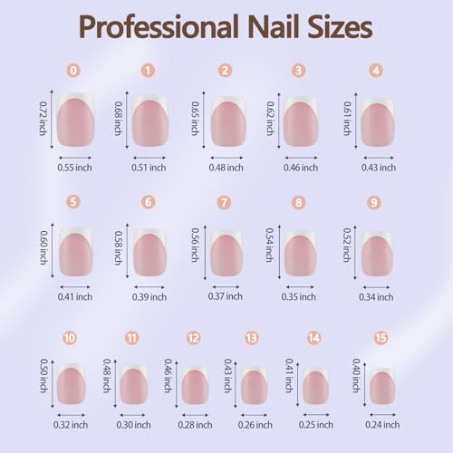 French Gel Nail Tips, 160Pcs French Tip Press on French B- Short Square-Pink