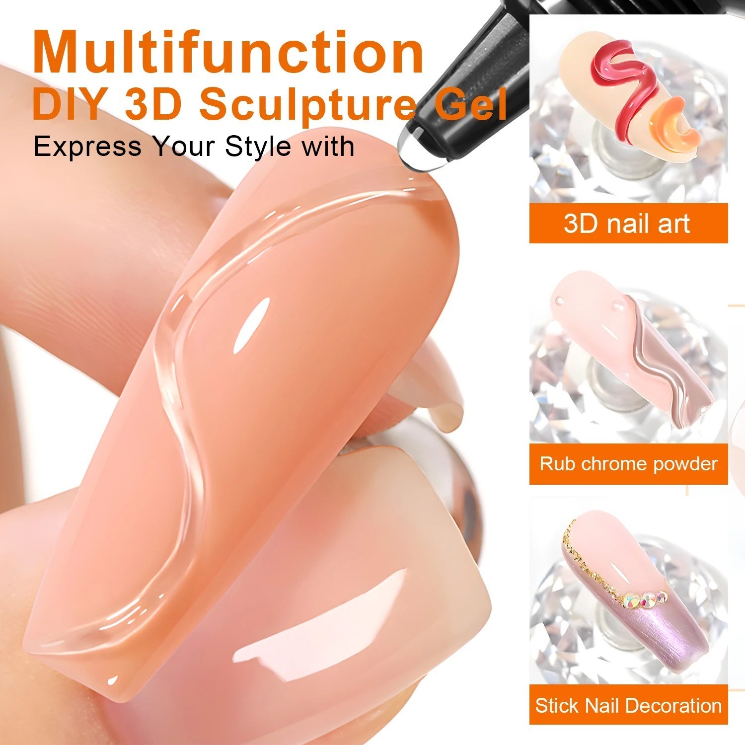 10ML 3D Nail Art Gel Waterproof Sculpting Gel DIY Carving Nail Design